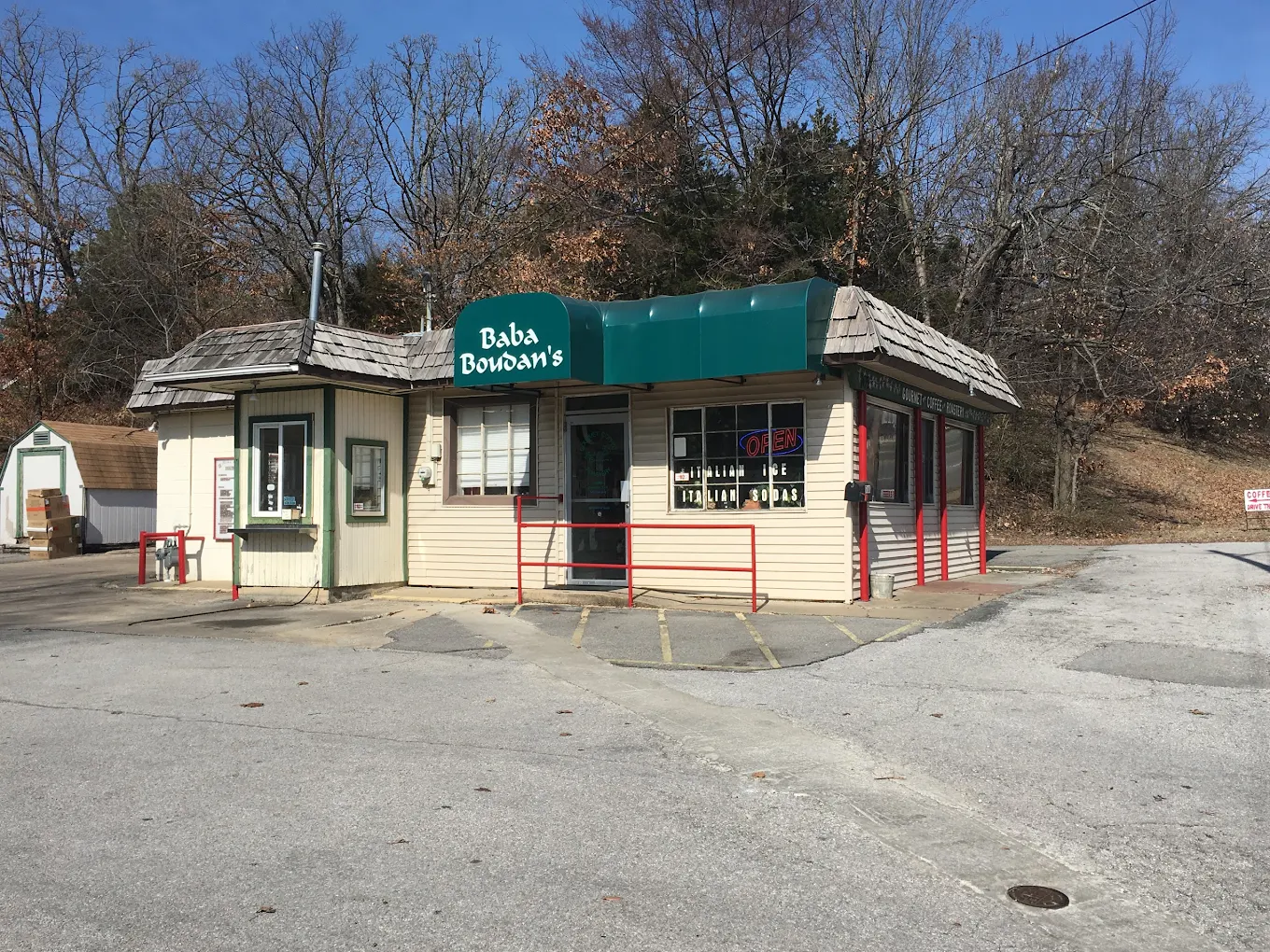 Coffee Shop storefront with green awning